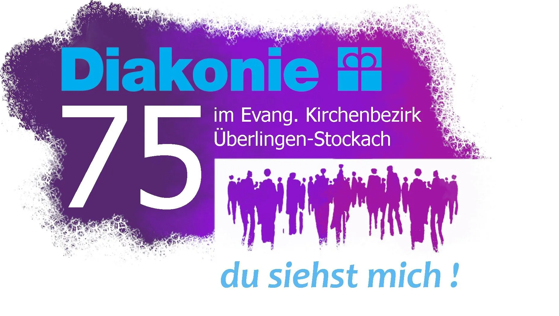 Logo "Diakonie 75" mit Menschensilhouette und Slogan "du siehst mich!".